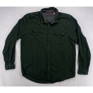 Woolrich Men's XL Long Sleeve Button Down Shirt Flannel Hunter Green Pockets